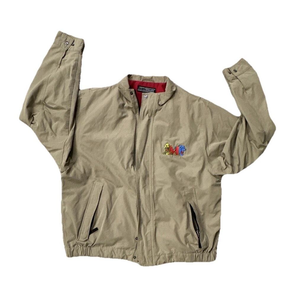 Cutter & Buck Men’s Beige Full‎ Zip Windbreaker Jacket Pockets Stand-Up L